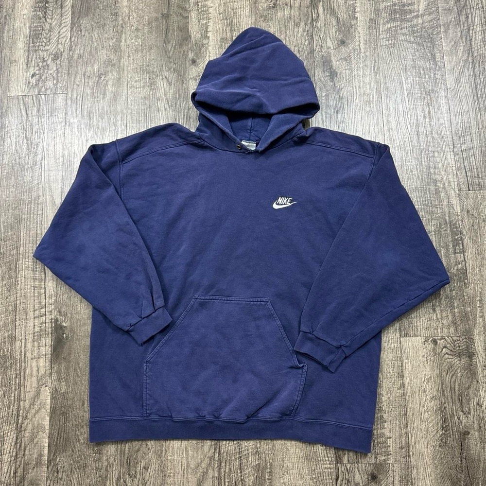 Vintage‎ 90s Nike Hoodie Embroidered Logo Swoosh Navy Blue Heavyweight